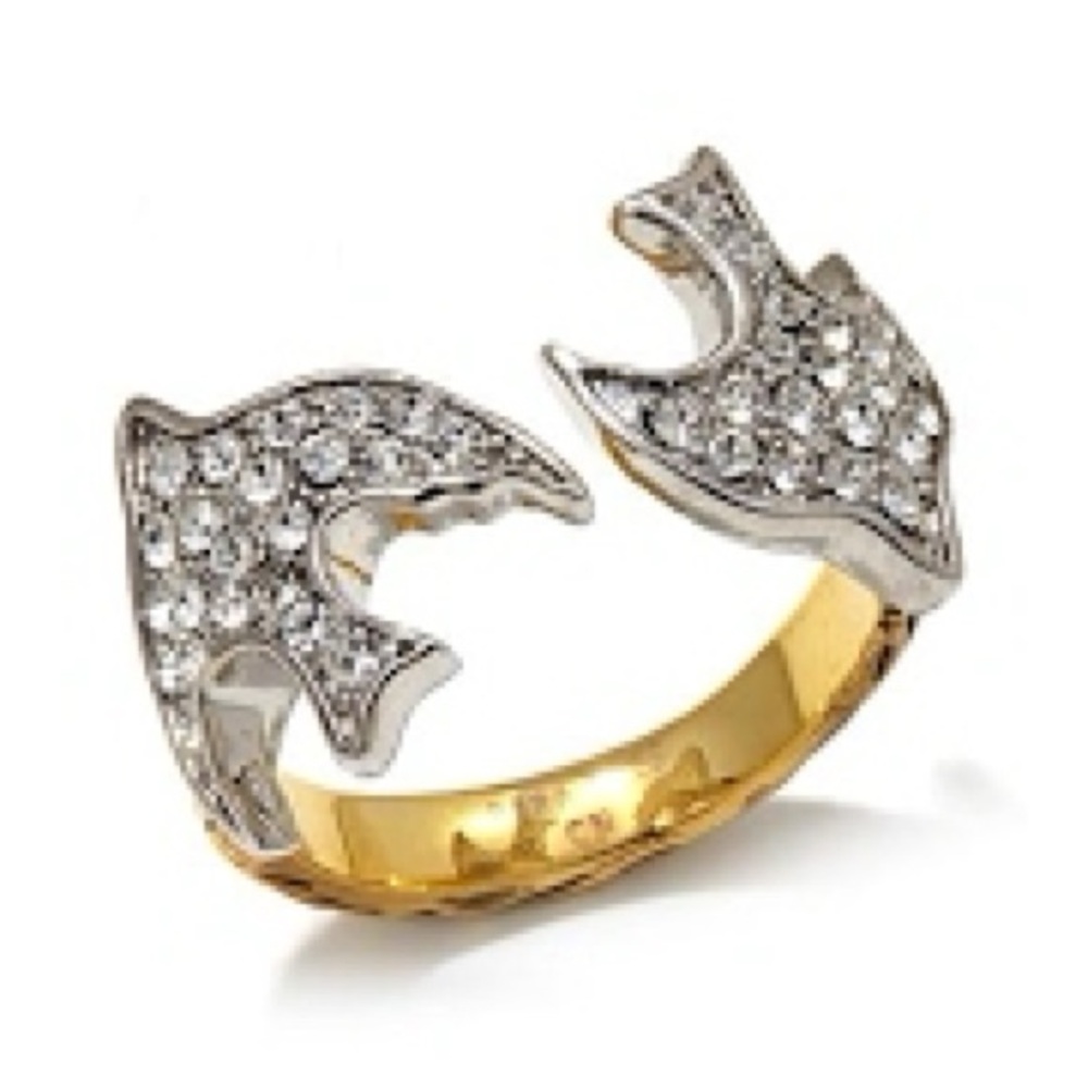 🕊️ Iris Apfel 🕊️ Crystal 2Ton Elegant Gold and Silver Crystal Ring